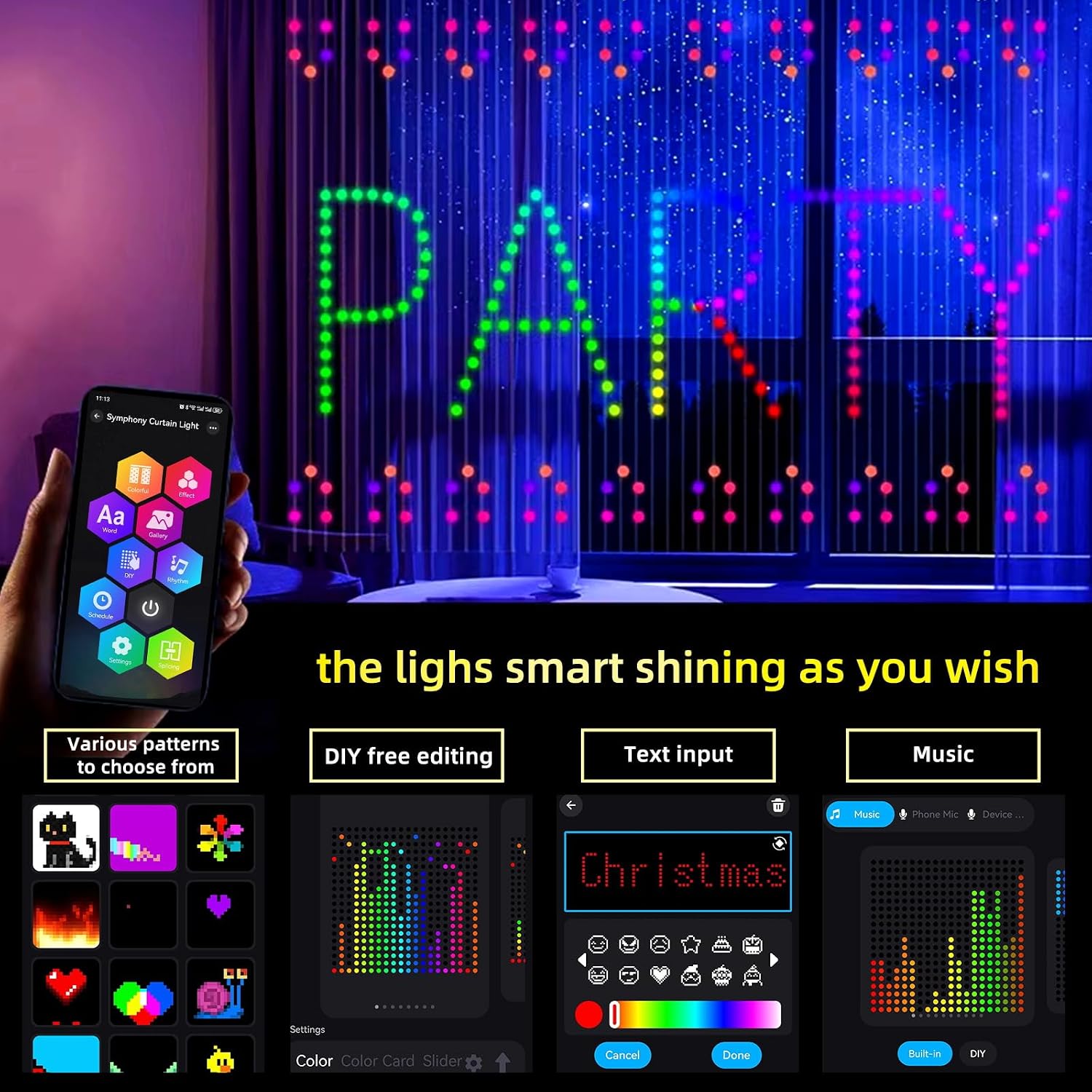 App Smart Garden - Rideaux lumineux LED intelligents, lumières féériques