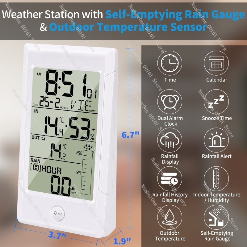 Rain Gauge Digital - Station météo sans fil avec pluviomètre,