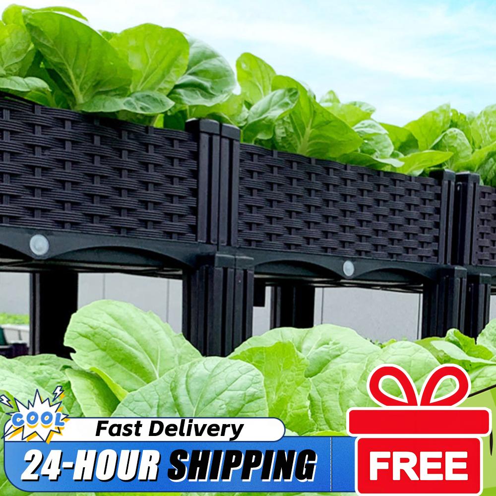 Smart Garden Storage - Jardinière surélevée en plastique avec pieds,