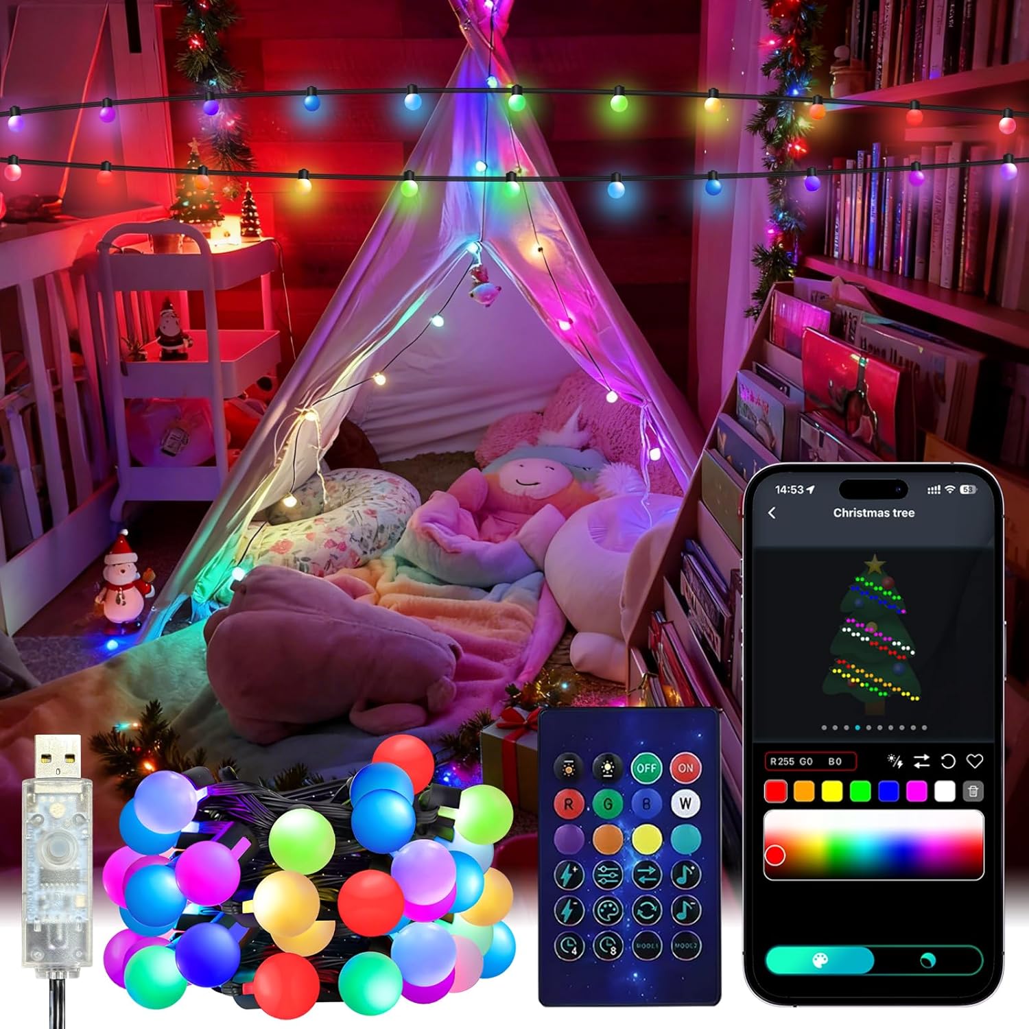App Smart Garden - Guirlande lumineuse Globe intelligente 5/10M RGB,