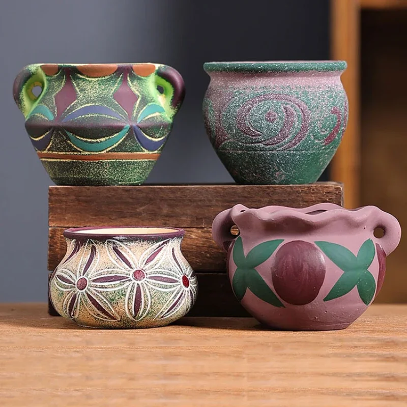 Indoor Herb Garden Kit - Pots de fleurs succulentes méditerranéennes, poterie
