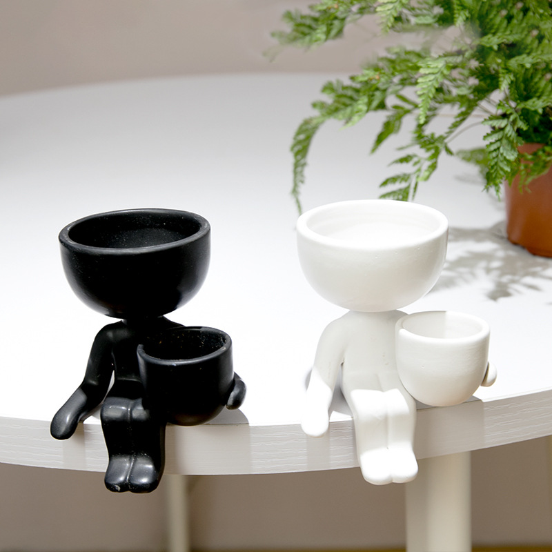 Indoor Herb Garden Kit - Pot de fleur en céramique humanoïde